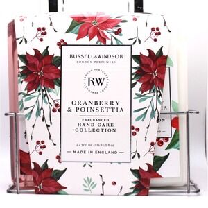 Russell & Windsor Crandberry & Pointsettia Hand Care Collection 2 pc set w/caddy
